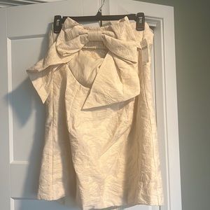 Strapless white mini dress